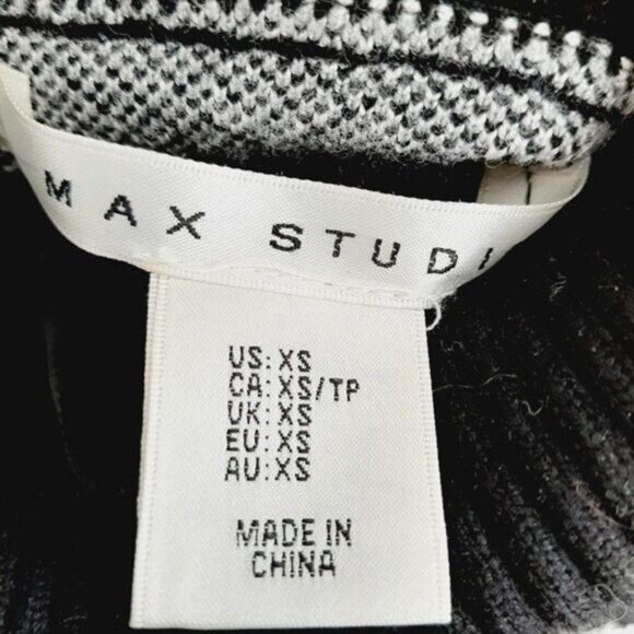 MAX STUDIO / B&W Plaid Check Cowl / TurtleNeck Sweater Sz XS - Picture 10 of 11